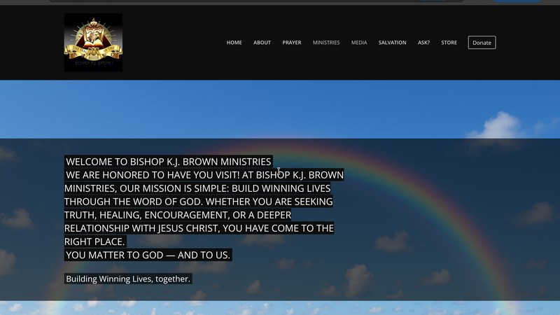 Bishop KJ Brown Ministries website preview