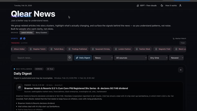 QlearNews platform preview